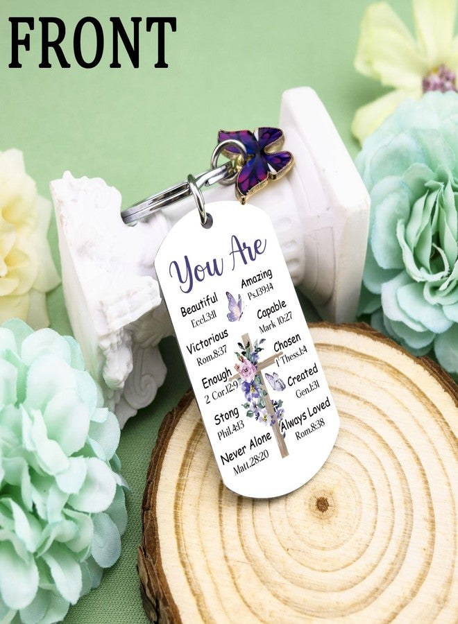 igvean Biblical Gifts Bible Verse Gifts Butterfly Keychain Spiritual Gift for Women Inspirational Christian Religious Gift for Women Friends Sister Bestie Daughter Mom Aunt Faith Based Present - Image 2
